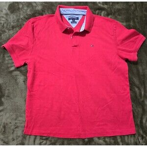 Tommy Hilfiger Polo Shirt Custom Fit Red Cotton Flag Classic XL